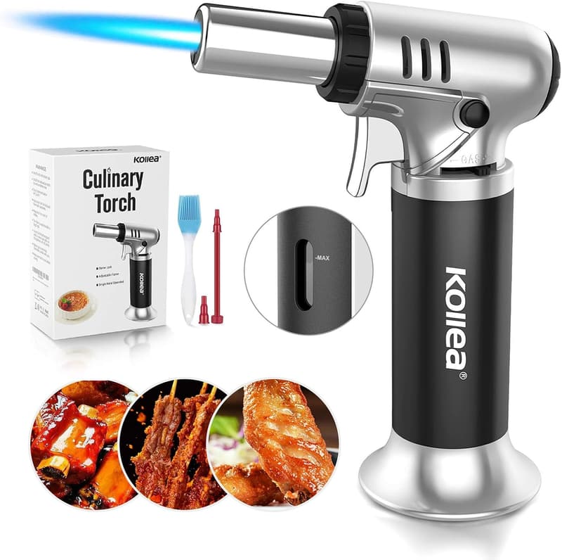 Mini Kitchen Cooking Torch with Fuel Gauge & Continuous Flame Lock
