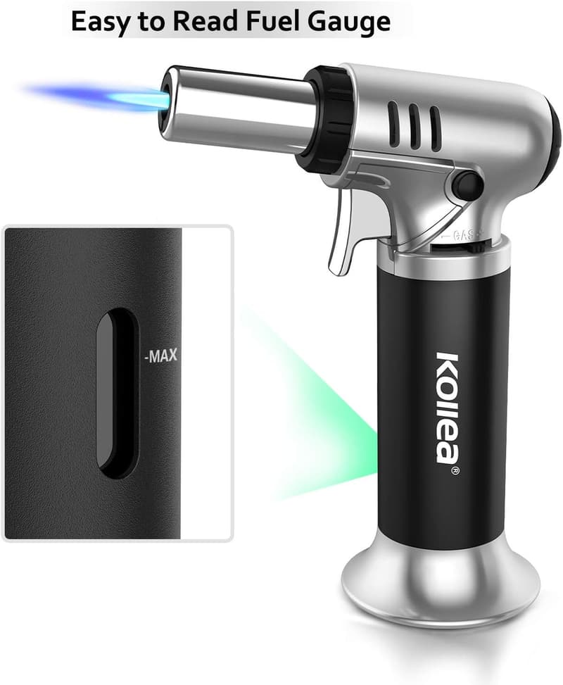 Mini Kitchen Cooking Torch with Fuel Gauge & Continuous Flame Lock