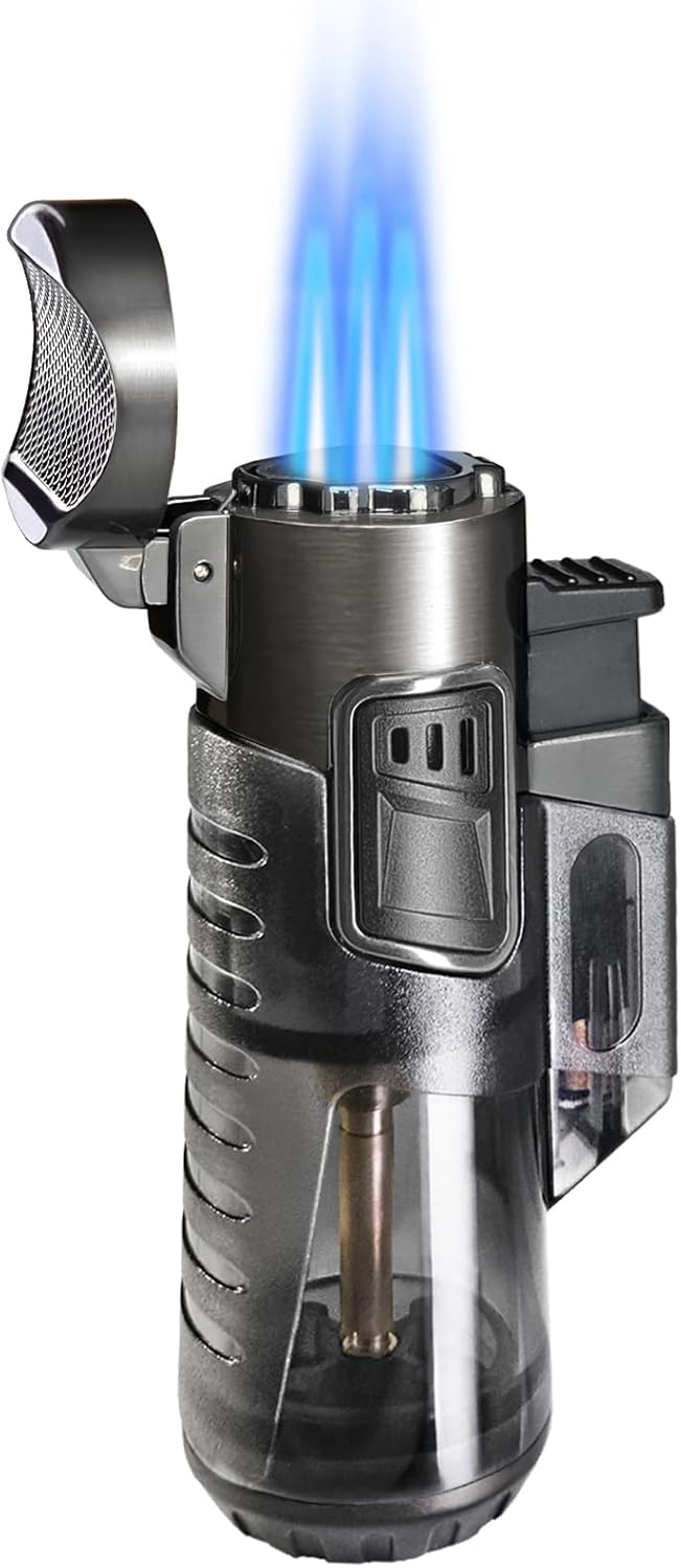 Triple Jet Flame Refillable Torch Lighter for Camping & Grilling