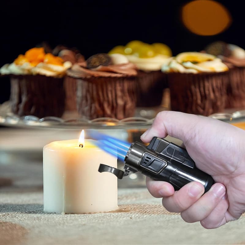 Triple Jet Flame Refillable Torch Lighter for Camping & Grilling