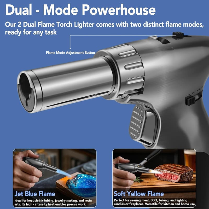 Dual-Style Butane Torch Lighter for Cooking and Crème Brûlée