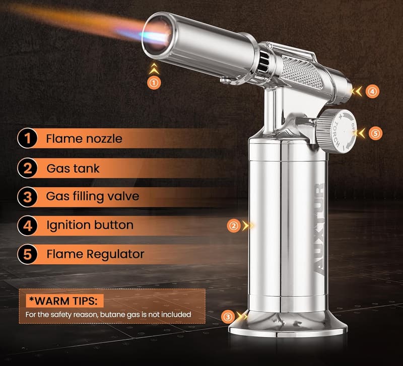 Mini Kitchen Torch Lighter with Adjustable Flame for BBQ & Baking