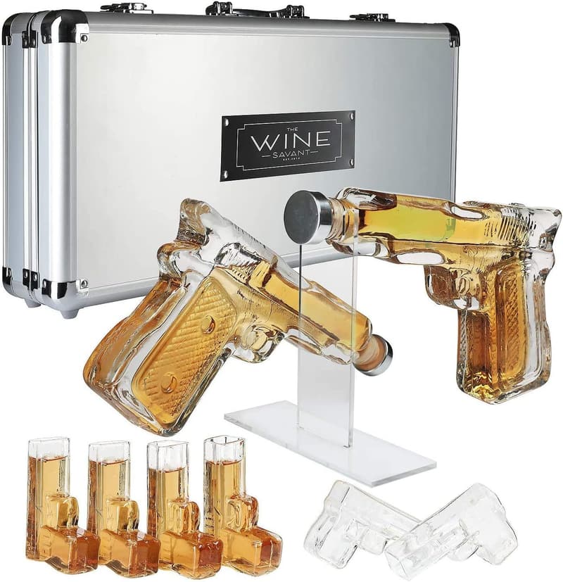 Pistol Whiskey Decanter Set with 6 Glasses - Ideal Gift for Men