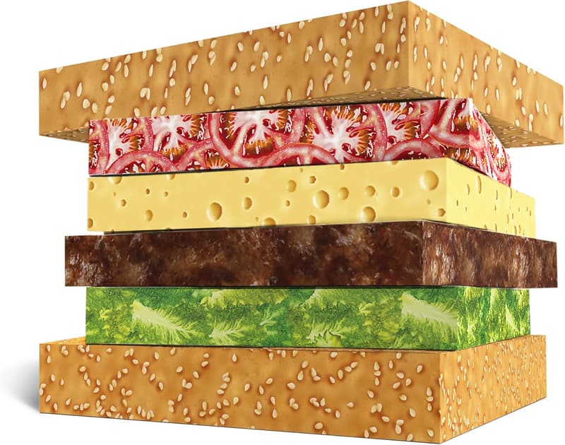 Funny Burger Wrapping Paper Set with Stickers - 6 Sheets