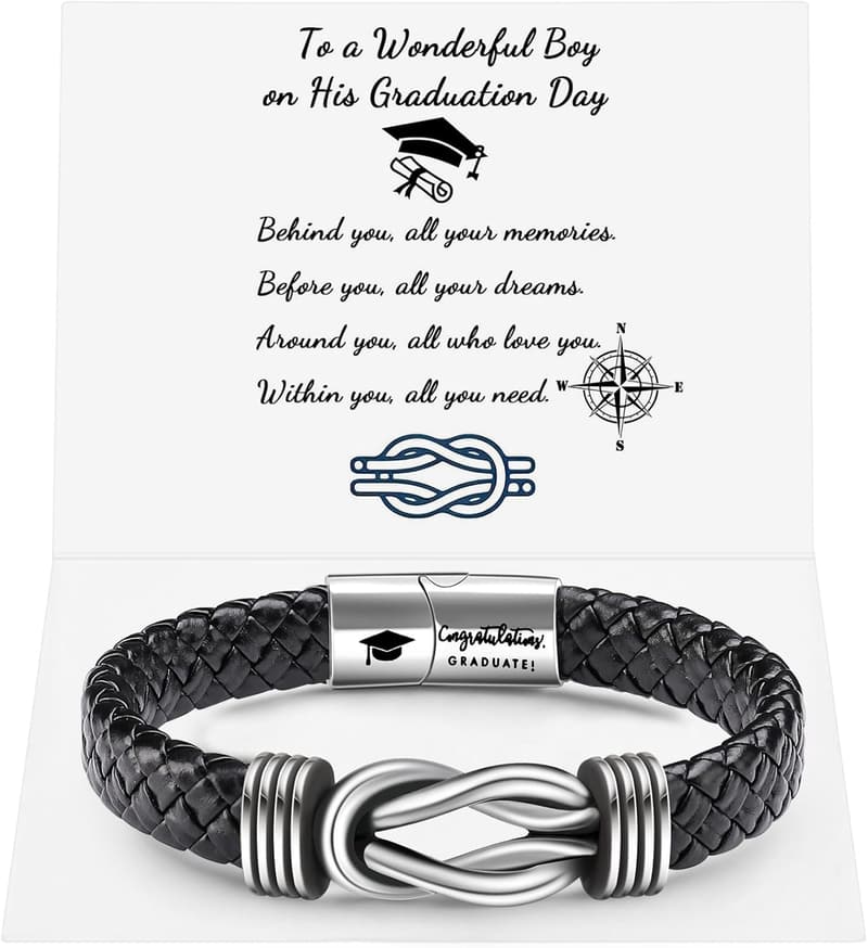 Infinity Knot Leather Bracelet for Men - Braided Cuff Gift