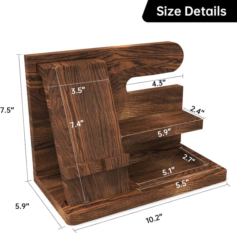 Men's Valentine's Day Wooden Phone Dock & Organizer