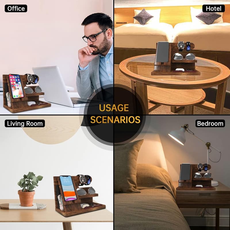 Men's Valentine's Day Wooden Phone Dock & Organizer