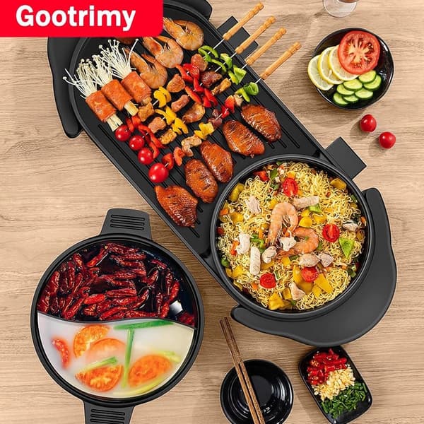 Electric Hot Pot with Grill - 1200W for 2-12 People
