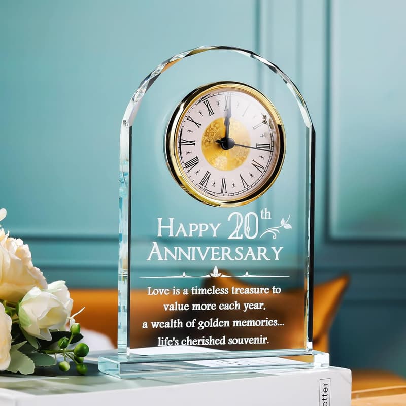 20th Anniversary Quartz Clock Gift for Couples
