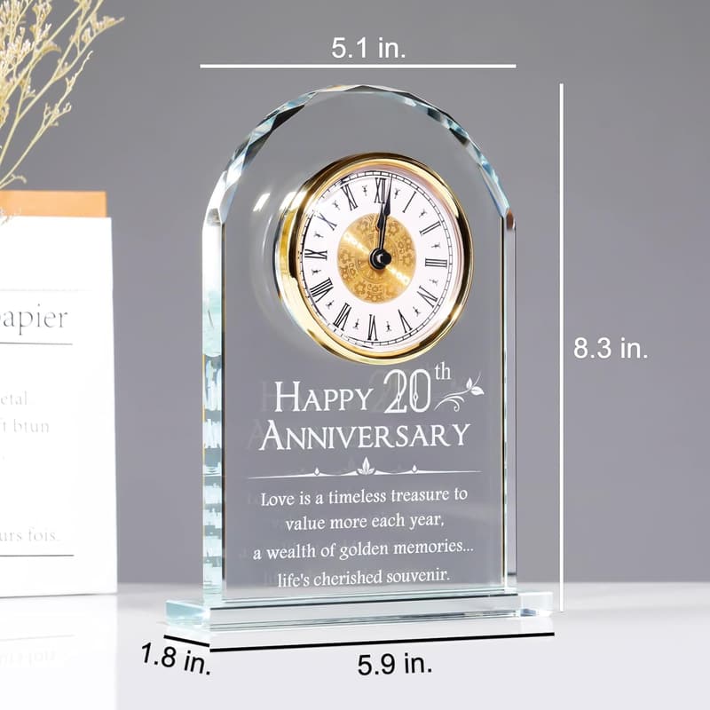 20th Anniversary Quartz Clock Gift for Couples