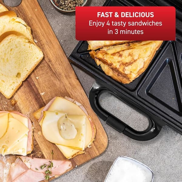 T-fal Compact Stainless Steel Sandwich Maker with Indicator Lights