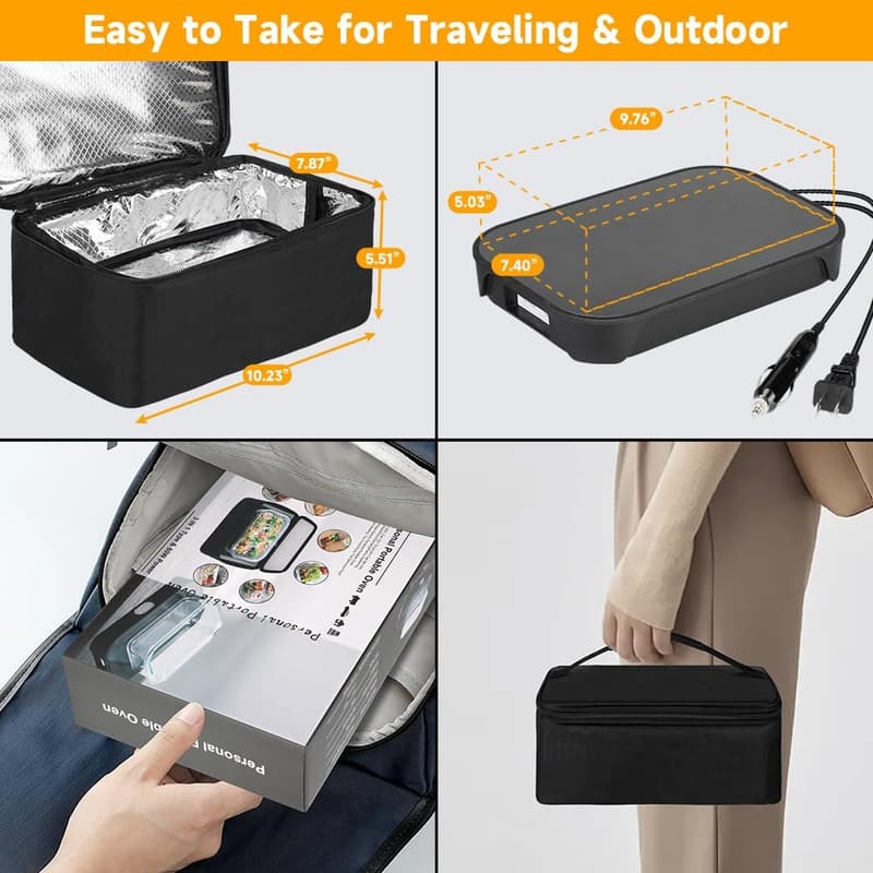 Portable Electric Lunch Box Warmer for Adults - 100W, 12V/24V/110V