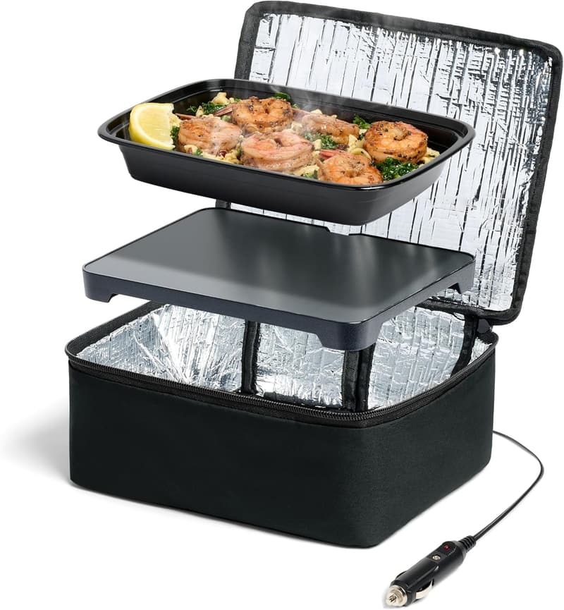 Portable Electric Food Warmer Lunch Box for Work & Travel - Black