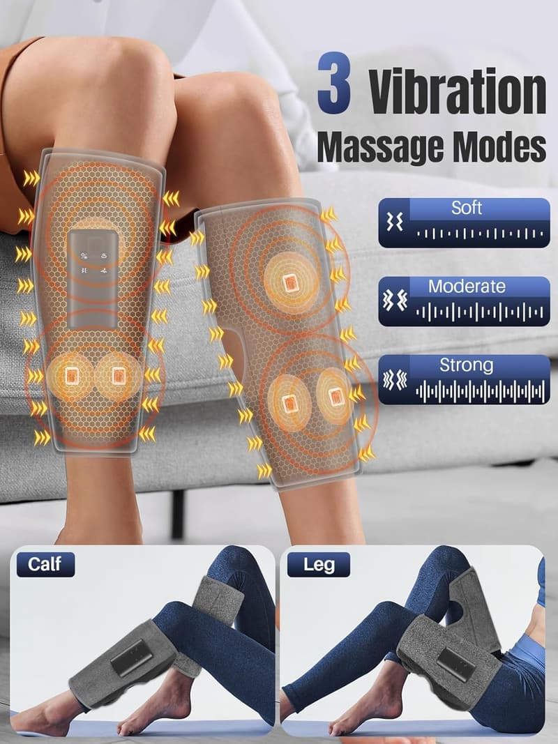 Portable Cordless Leg Massager with Heat for Pain Relief