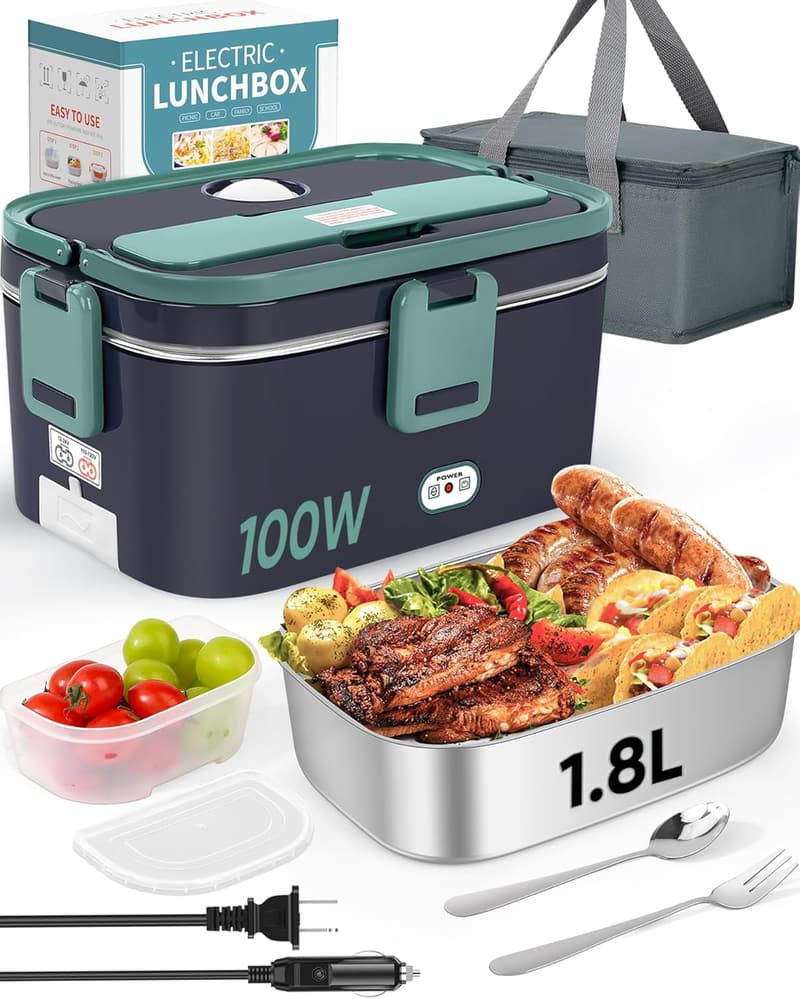 Portable Electric Lunch Box Heater, 1.8L Stainless Steel