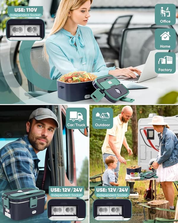 Portable Electric Lunch Box Heater, 1.8L Stainless Steel
