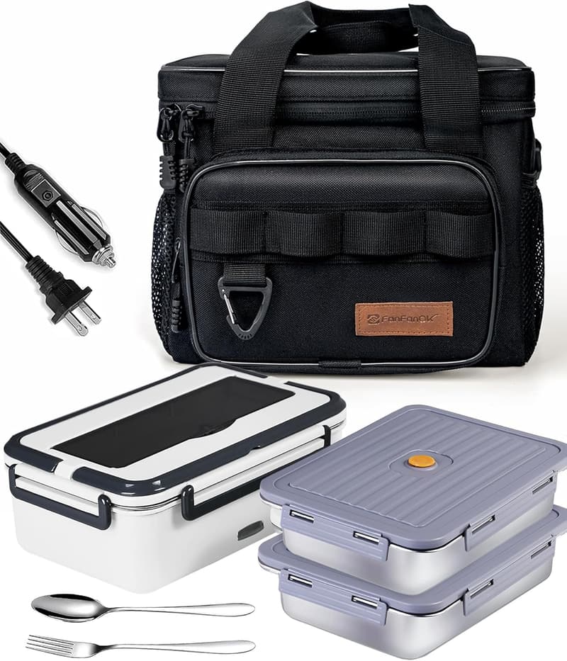 Portable Electric Lunch Box for Men - 60 oz Food Warmer with Insulated Bag
