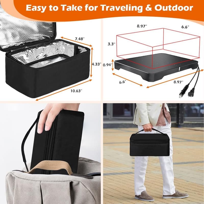 Portable Electric Oven Lunch Box for Car & Office, 80W