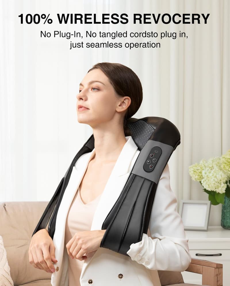 Cordless Shiatsu Massager Pillow with Heat for Pain Relief