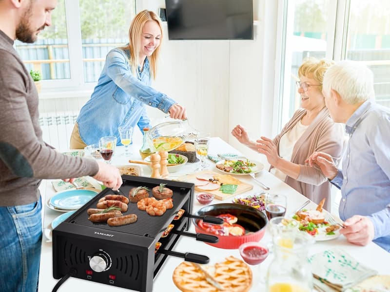 Portable Electric Raclette Grill with Nonstick Coating