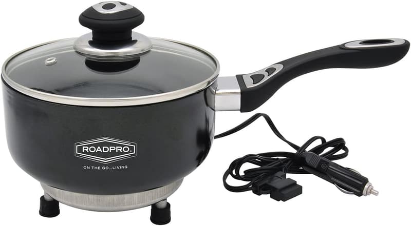12V Portable Non-Stick Saucepan - Black