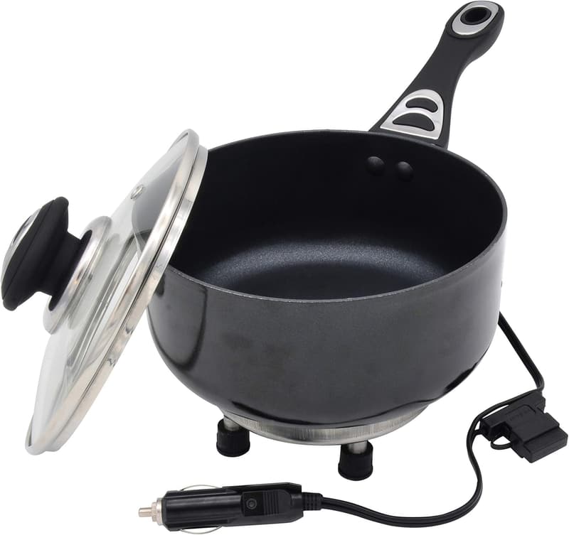 12V Portable Non-Stick Saucepan - Black