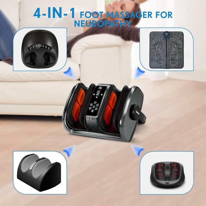 Shiatsu Foot Massager for Neuropathy & Pain Relief with Heat
