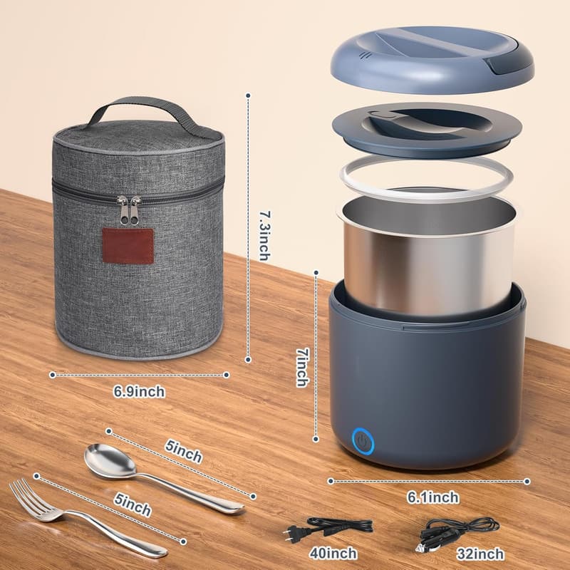 Portable Electric Lunch Box with Stainless Steel Container