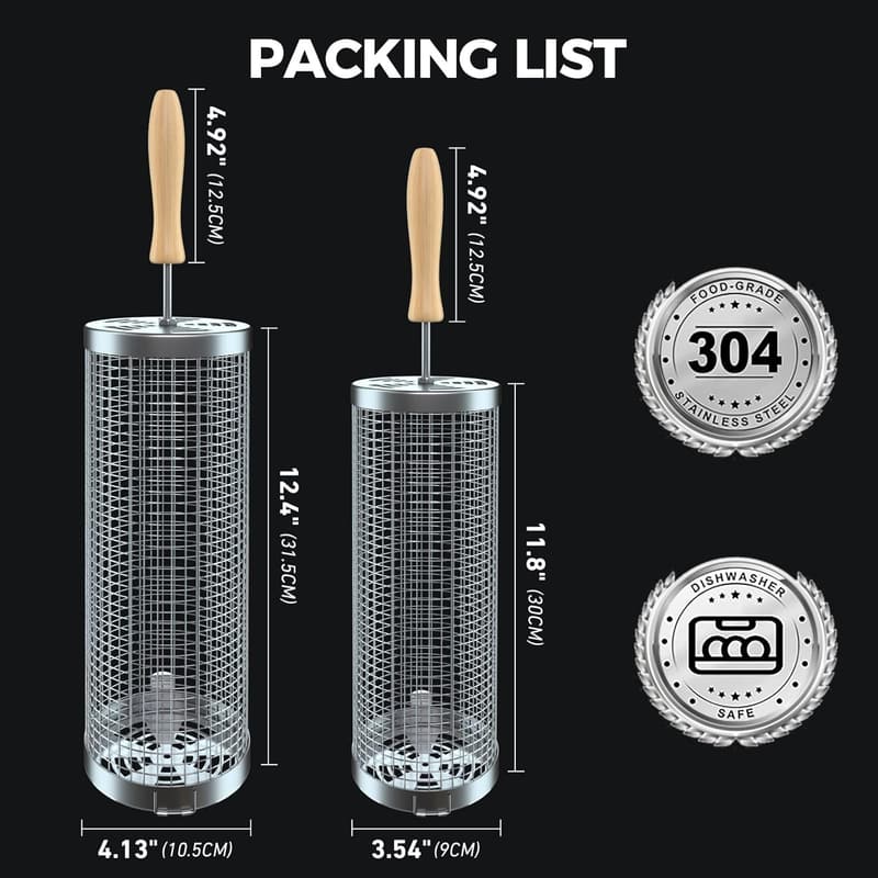 Outdoor Grilling Basket Set - 304 Stainless Steel, 2PCS