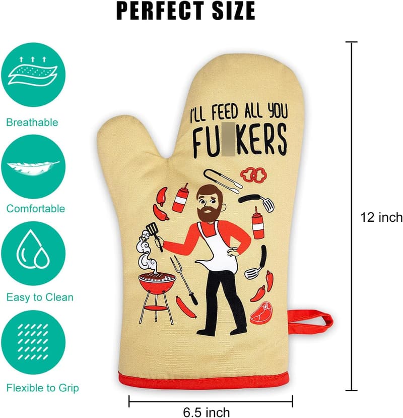 Funny Oven Mitts for Men - Unique Gifts for Father's Day