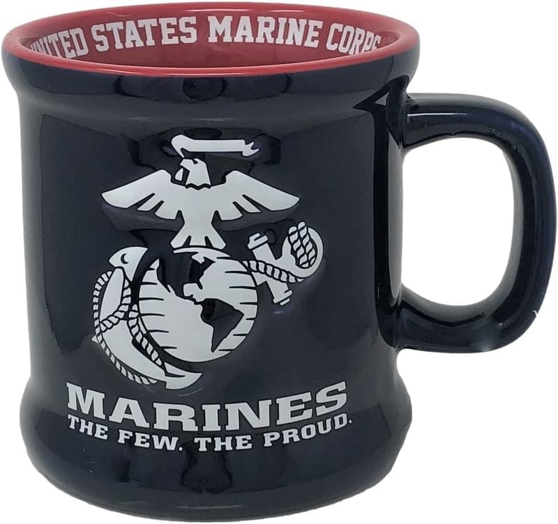 Marine Corps 3D Ceramic Coffee Mug - Official Logo, 12 oz