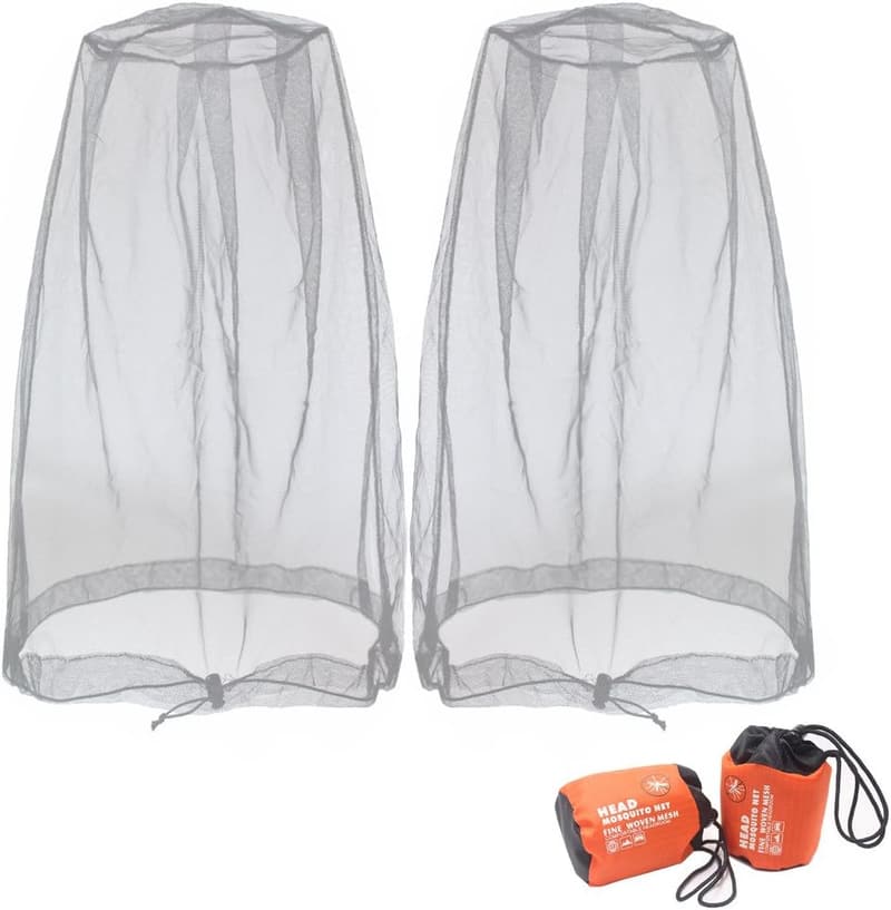 Mosquito Head Netting Hood for Outdoor Lovers (2pcs, Grey)