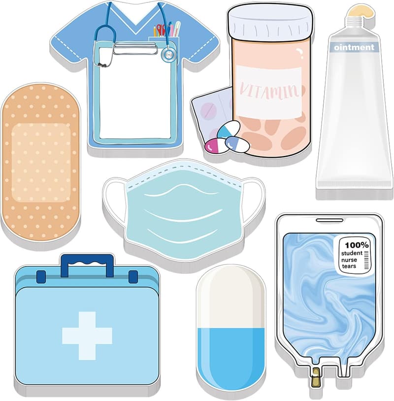 Nurse Sticky Notes - 8 Pack Mini Essentials for Students