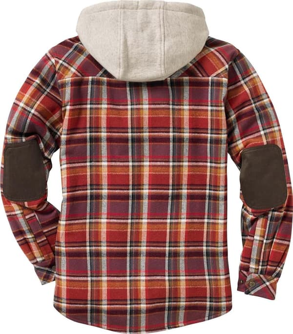 Men's Hooded Flannel Shirt Jacket - Berber Lined Camp Style