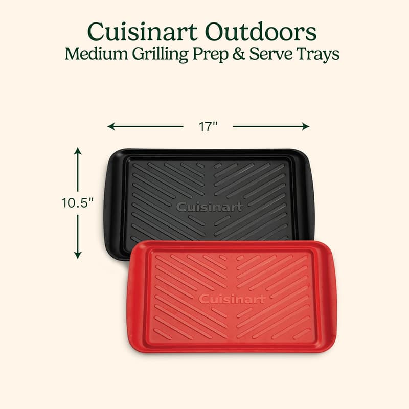 Cuisinart BBQ Safe Grilling Prep Trays, 17x10.5 Inch, 2-Pack