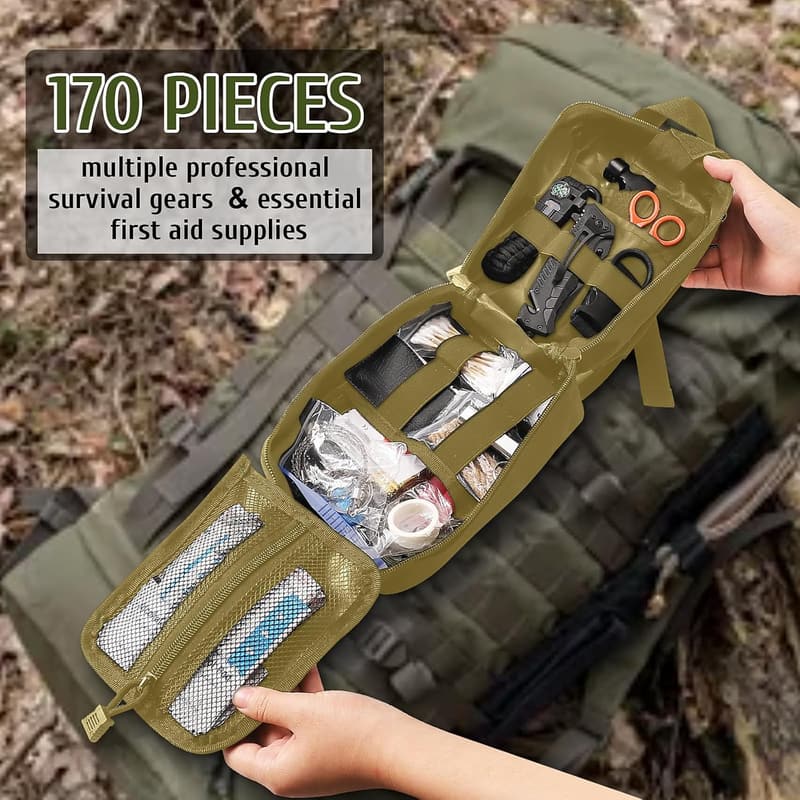 Emergency Survival Kit, 170 PCS First Aid Gear for Adventurers