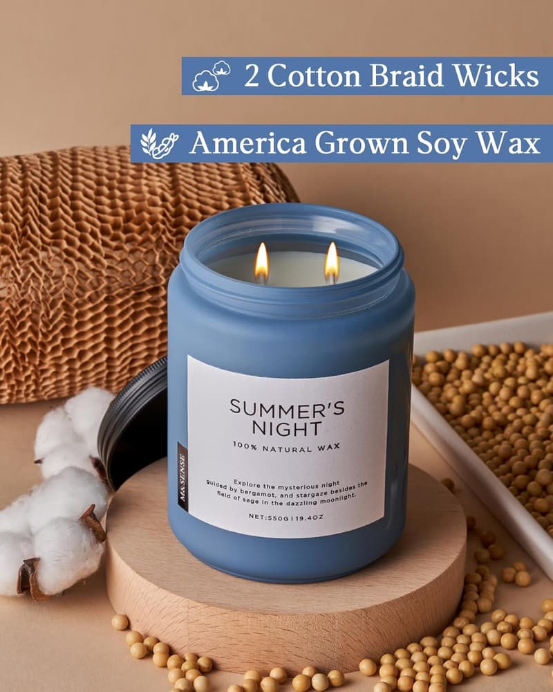 Summer's Night 2-Wick Soy Candle - 19.4oz, Natural Scented