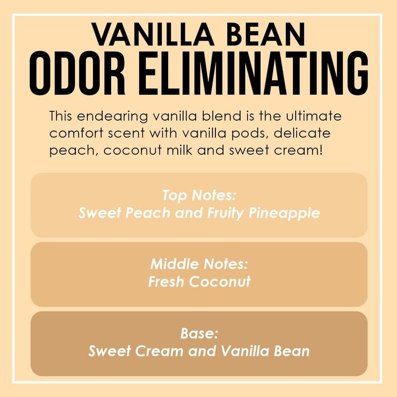 Vanilla Candle Set - Odor Eliminating Soy Blend - 80 Hour Burn