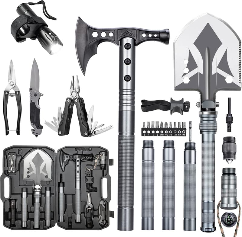 Multifunctional Tactical Shovel and Hatchet Combo for Camping