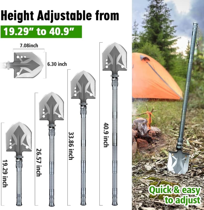 Multifunctional Tactical Shovel and Hatchet Combo for Camping