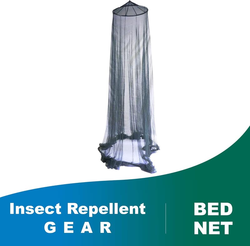 Green Double Circular Bed Mosquito Net with Insect Shield Repellent