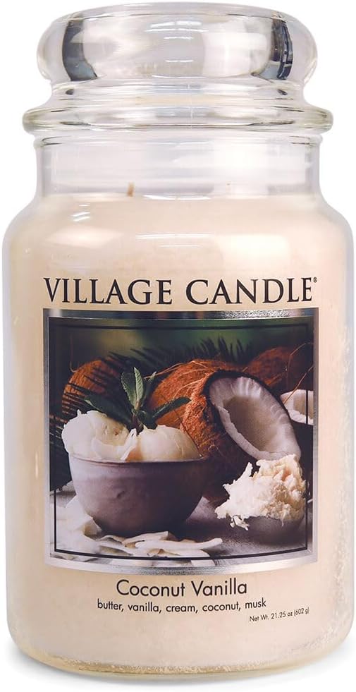 Coconut Vanilla Scented Candle in Large Glass Jar, 21.25 oz