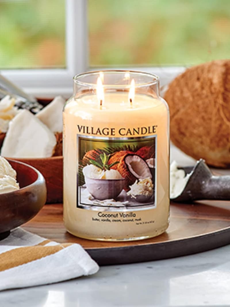 Coconut Vanilla Scented Candle in Large Glass Jar, 21.25 oz