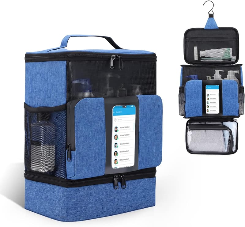 Portable Large-Capacity Shower Caddy for College Students (Blue)