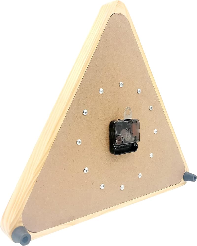 Billiards Wall Clock - 14-Inch Triangle Design with Wood Frame