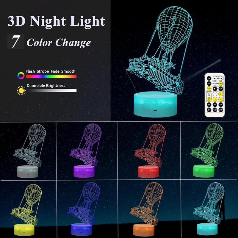 Gamer Gift: 3D Night Light with Remote & Smart Touch