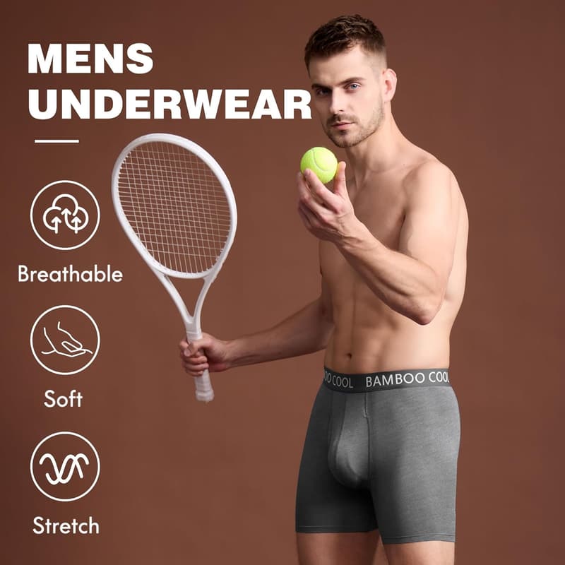 Men's Moisture-Wicking Bamboo Boxer Briefs Multipack