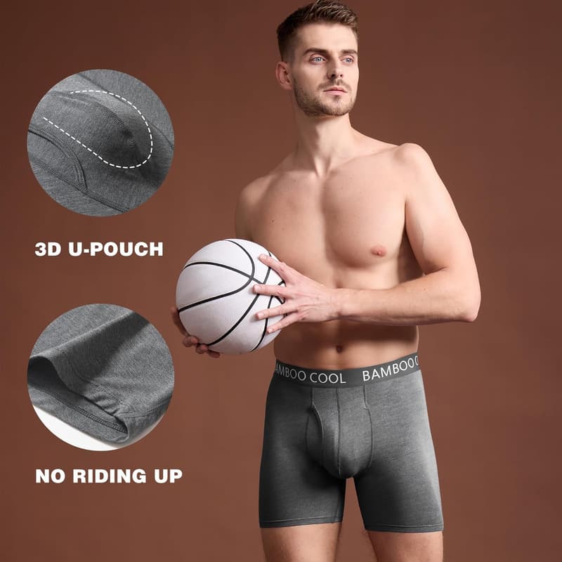 Men's Moisture-Wicking Bamboo Boxer Briefs Multipack