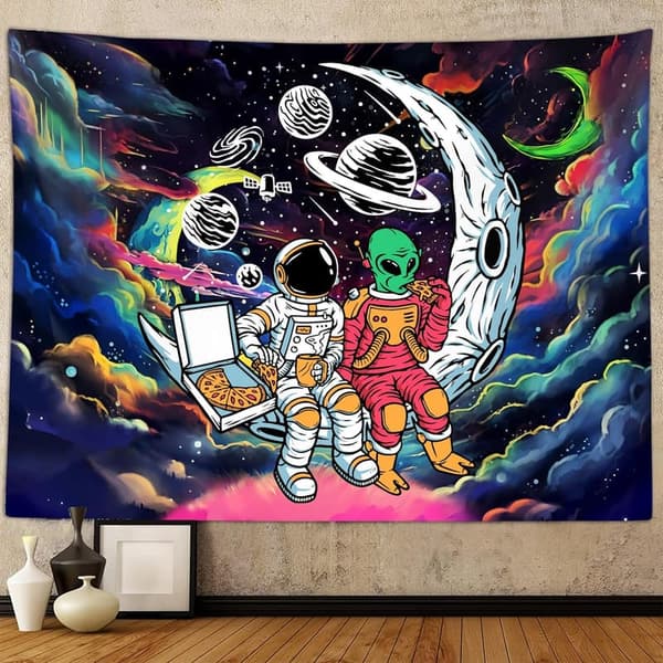 Cool Astronaut Alien Tapestry for Men's Bedroom Decor 60