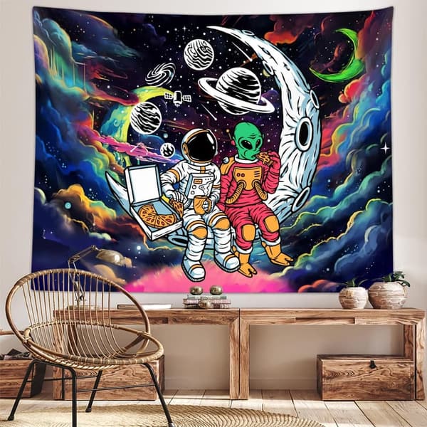 Cool Astronaut Alien Tapestry for Men's Bedroom Decor 60